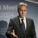 El secretario de Estado de Estados Unidos, Antony Blinken, durante la reunión anual del Foro Económico Mundial en Davos, Suiza, el martes 16 de enero de 2024. (AP Foto/Markus Schreiber)