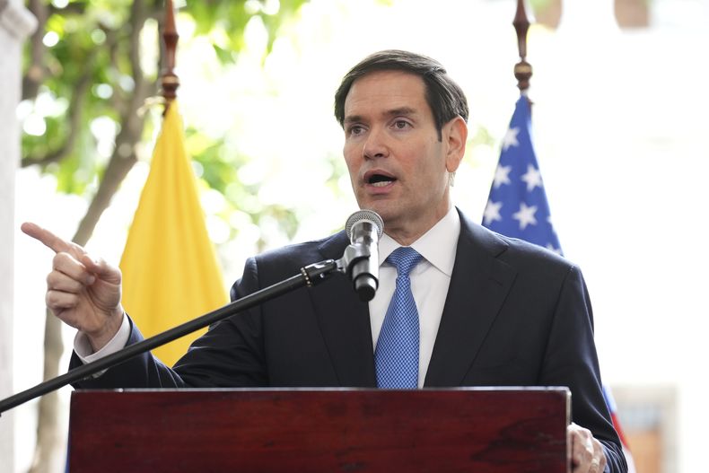 El secretario de Estado de Estados Unidos, Marco Rubio, habla en una rueda de prensa conjunta con la ministra de Exteriores de Ecuador, Gabriela Sommerfeld, en el Palacio de Carondelet, en Quito, Ecuador, el jueves 4 de septiembre de 2025. (AP Foto/Jacquelyn Martin, Pool)