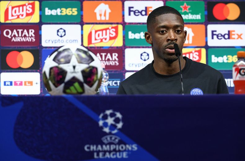 Ousmane Dembele del Paris Saint Germain habla en conferencia de prensa previo a la final de la Liga de Campeones el sábado ante el Arsenal en Budapest el viernes 29 de mayo del 2026. (Franck Fife, Pool Photo via AP)