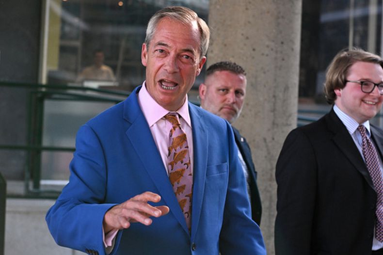 Nigel Farage, del partido Reform UK, en Londres el 7 de julio del 2026. (AP foto/Thomas Krych)