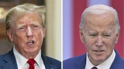 En esta combinación de fotografías se muestra al expresidente de EEUU Donald Trump (izquierda) y al presidente Joe Biden. (AP Foto)