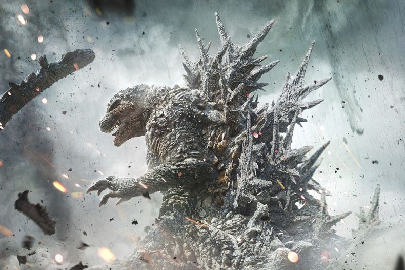 En esta imagen proporcionada por @2023 TOHO CO., LTD. Godzilla en una escena de Godzilla Minus One. (@2023 TOHO CO., LTD. vía AP)