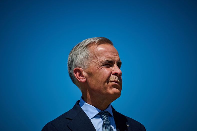 El primer ministro de Canadá, Mark Carney, durante una conferencia de prensa, el miércoles 4 de agosto de 2026, en Toronto. (Sammy Kogan/The Canadian Press via AP)