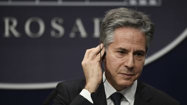 El secretario de Estado de EEUU, Antony Blinken, durante una conferencia de prensa en la casa de gobierno, en Buenos Aires, Argentina, el viernes 23 de febrero de 2024. (AP Foto/Gustavo Garello)