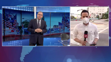 el presidente donald trump a punto de llegar al downtown de miami