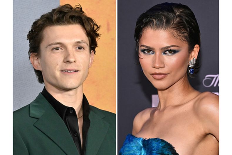 Tom Holland aparece en el estreno de la miniserie de Apple TV+ de The Crowded Room en Nueva York el 1 de junio de 2023, a la izquierda, y Zendaya aparece en la proyección especial de The Drama en Nueva York el 2 de abril de 2026. (Fotos de Evan Agostini/Invision/AP)