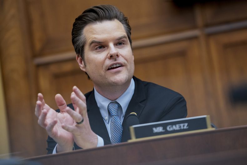 ARCHIVO - El representante republicano por Florida Matt Gaetz habla en el Capitolio en Washington, el 12 de marzo de 2024. (AP Foto/Nathan Howard, Archivo)