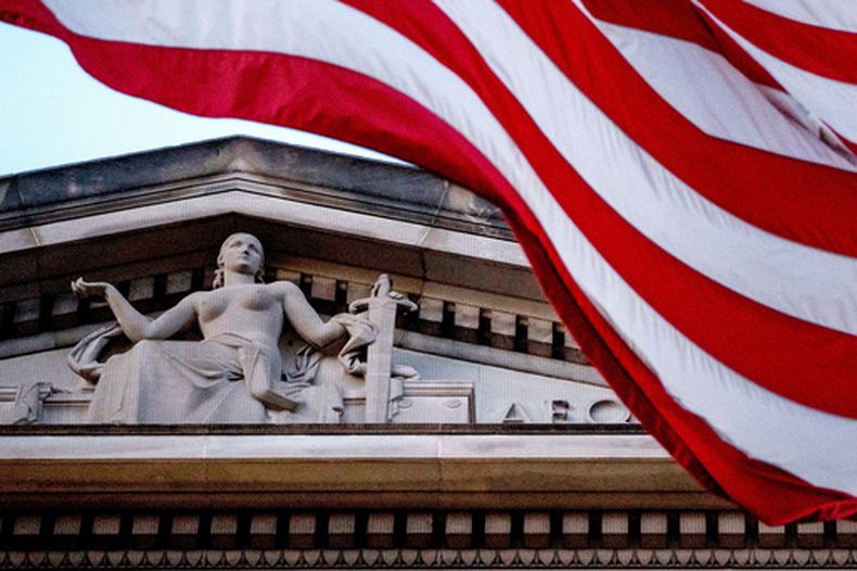 La sede del Departamento de Justicia de Estados Unidos en Washington el 22 de marzo del 2019. (AP foto/Andrew Harnik)