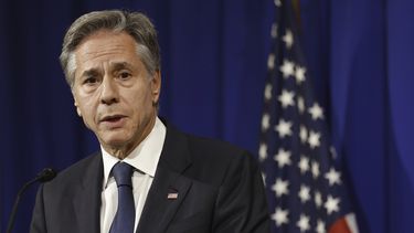 El secretario de Estado estadounidense, Antony Blinken, ofrece una rueda de prensa tras asistir a una sesión de las reuniones de ministros de Asuntos Exteriores del Grupo de los 7 en Tokio, el miércoles 8 de noviembre de 2023. (Jonathan Ernst/Pool Foto via AP)
