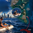 Rescatan a balsero cubano en una diminuta balsa improvisada frente a Key Biscayne, en Miami