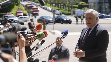 El ministro de Exteriores de Italia, Antonio Tajani, en Roma el 26 de abril de 2023. (Foto AP /Gregorio Borgia)