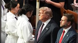 El presidente Donald Trump y el vicepresidente JD Vance en el funeral del senador Lindsey Graham en Washington, el 28 de julio del 2026. (AP foto/Alex Brandon)