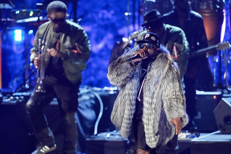 Big Boi de OutKast durante su presentación en la ceremonia de incorporación al Salón de la Fama del Rock and Roll de 2025 el sábado 8 de noviembre de 2025 en L.A. Live en Los Ángeles. (Foto AP/Chris Pizzello)