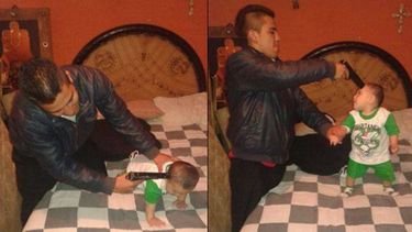 Apuntó a un bebé con un arma y lo compartió en Facebook