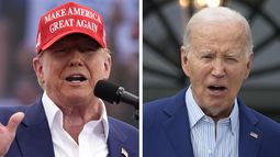 Republican presidential candidate, former President Donald Trump, left, speaks at a campaign rally in Las Vegas, June 9, 2024, and President Joe Biden speaks at White House in Washington, June 4, 2024. Biden won the Democratic caucuses in Guam and the Virgin Islands on Saturday, June 8, the final two contests of a 2024 primary calendar that has set the stage for a historic general election rematch against Trump. Biden and Trump have largely pivoted to the general election, despite the persistent protest votes they faced in later contests. (AP Photo)