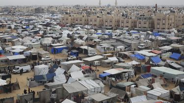 Un campamento de carpas aloja a palestinos desplazados por la ofensiva israelí en Rafah, Franja de Gaza, el martes 27 de febrero de 2024. (AP Foto/Hatem Ali)
