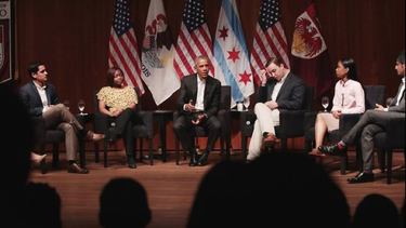 barack obama hizo su primera aparicion publica desde que dejo la casa blanca