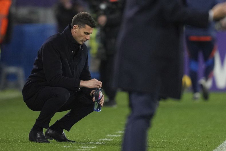 El técnico de la Juventus Thiago Motta durante el partido contra la Fiorentina en la Serie, el 16 de marzo de 2025. (Alfredo Falcone/LaPresse vía AP)