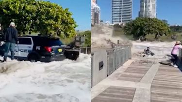 video: ola gigante arrastra a varias personas en el paseo maritimo en de south point