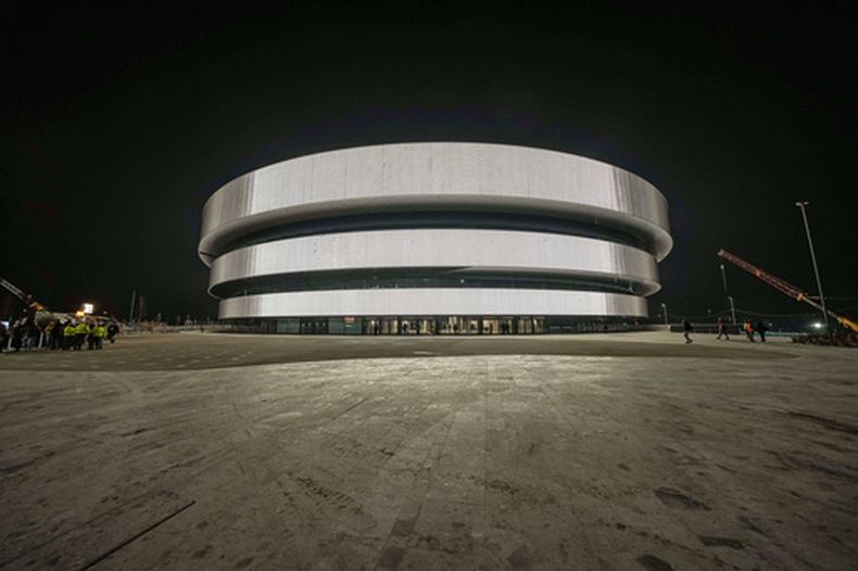 La Arena de Hockey sobre Hielo Milano Santagiulia se aprecia en esta foto del viernes 9 de enero de 2026 (Gian Mattia DAlberto /LaPresse via AP)