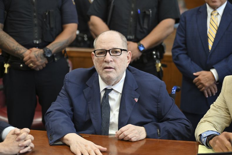 Harvey Weinstein comparece ante el tribunal estatal en Manhattan para ser sentenciado por su condena por agresión sexual el miércoles 13 de agosto de 2025 en Nueva York.(Curtis Means/Pool Photo via AP)