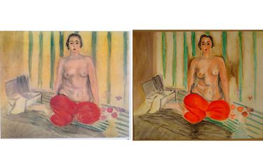 americateve | La "Odalisca con pantal&oacute;n rojo" de Henri Matisse, a la izquierda, junto a una falsificaci&oacute;n que se exhibi&oacute; en el Museo de Arte Contempor&aacute;neo Sof&iacute;a Imber en Caracas. La pintura original fue robada del museo en 2