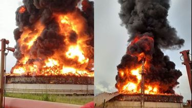 un rayo impacta en un tanque de combustible en matanzas y desata un inmenso incendio