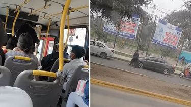 Momento en el que el chofer abandona el autobus&nbsp;