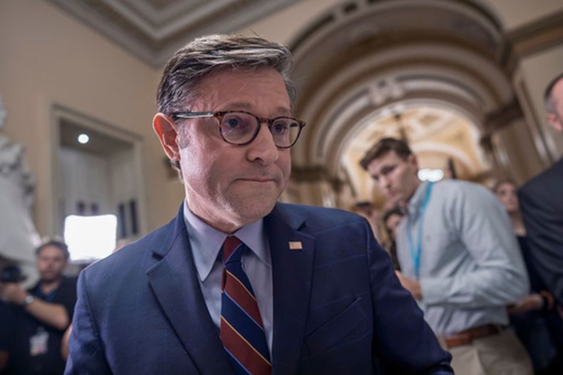 El presidente de la Cámara de Representantes Mike Johnson en el Congreso en Washington, el 22 de julio del 2026. (AP foto/J. Scott Applewhite)