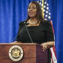 La secretaria estatal de Justicia de Nueva York, Letitia James, en Nueva York, el 16 de febrero de 2024. (AP Foto/Bebeto Matthews)