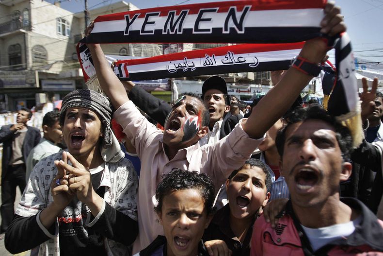 Manifestantes en Yemen.