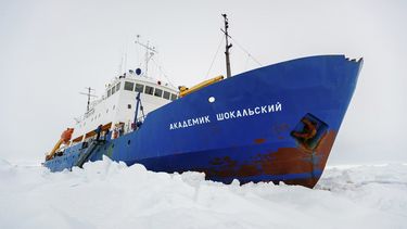 americateve | En esta fotograf&iacute;a del viernes 27 de diciembre de 2013 suministrada por Australasian Antarctic Expedition/Footloose Fotography, se ve al barco ruso MV Akademik Shokalskiy atrapado en hielo de la Ant&aacute;rtida a unos 2.400 kil&oacute;metros (1.50