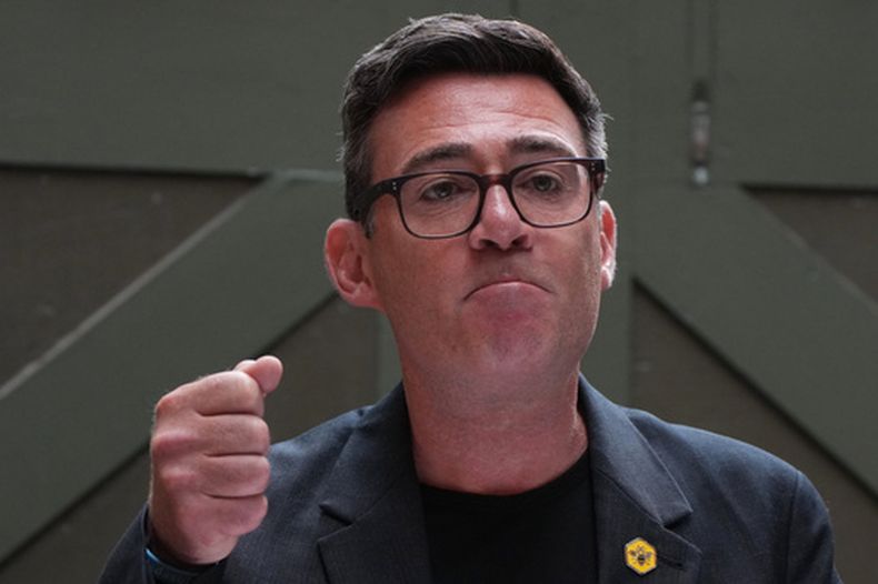 El líder laborista británico Andy Burnham en Manchester, Inglaterra, el 29 de junio del 2026. (AP foto/Alastair Grant)