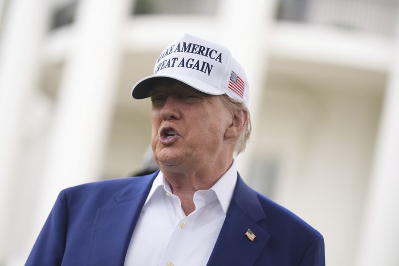 El presidente Donald Trump habla en la Casa Blanca el 18 de junio de 2025, en Washington. (AP foto/Evan Vucci)