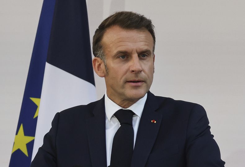 El presidente francés Emmanuel Macron en París el 13 de julio del 2025. (Ludovic Marin, Pool Photo via AP)