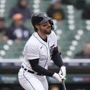 Eric Haase de los Tigres de Detroit tras batear un jonrón de dos carreras ante los Mets de Nueva York, el miércoles 3 de mayo de 2023. (AP Foto/Carlos Osorio)