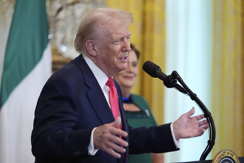 El presidente estadounidense Donald Trump en un evento en la Casa Blanca en Washington el 12 de marzo del 2025. (AP foto/Alex Brandon)