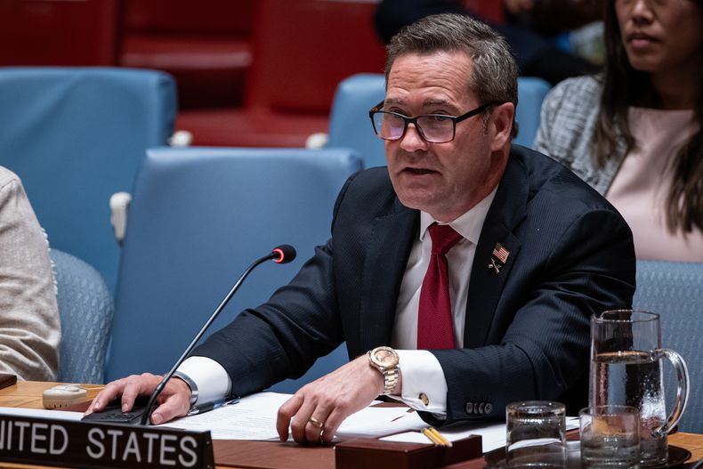 El embajador estadounidense ante la ONU Mike Waltz en la sede de la organización el el 23 de septiembre del 2025. (AP foto/Angelina Katsanis)