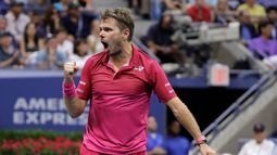 ARCHIVO - Stan Wawrinka tras ganar un punto ante Novak Djokovic en la final masculina del US Open, el 11 de septiembre de 2016, en Nueva York. (AP Foto/Darron Cummings)