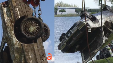 comienzan a sacar los carros encontrados en el fondo de un lago en el doral. muchos de ellos de los anos 80´s