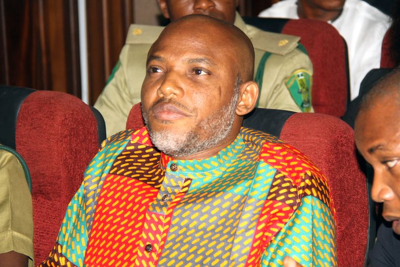 El líder separatista Nnamdi Kanu en el tribunal en Abuya, Nigeria, el 29 de enero del 2016. (AP foto)
