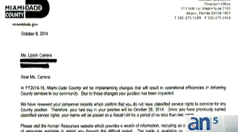 Malas noticias les llegan a esta hora a muchos empleados del condado. Unos 250 comenzaron a recibir ya cartas de despidos.