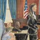 Sean Diddy Combs, izquierda, de pie mientras su abogada defensora, Teny Geragos, da su declaración de apertura al jurado el primer día del juicio en el tribunal federal de Manhattan, el lunes 12 de mayo de 2025, en Nueva York. (Elizabeth Williams via AP)