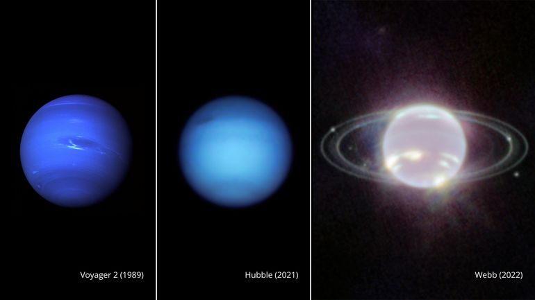 NASA publica nuevas fotos de Neptuno y sus anillos