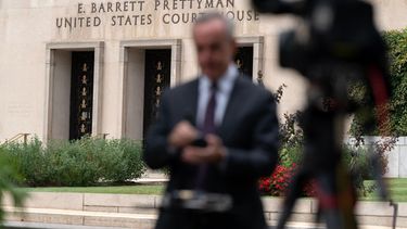 En la imagen, vista del exterior del tribunal federal E. Barrett Prettyman, el 23 de septiembre de 2026, en Washington. (AP Foto/Jose Luis Magana)