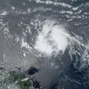 Foto satelital de la tormenta tropical Bret en el Caribe. Foto de GeoColor tomada el 20 de junio de 2023 y entregada por la Oficina Nacional de Administración Oceánica y Atmosférica de EEUU. (NOAA via AP)