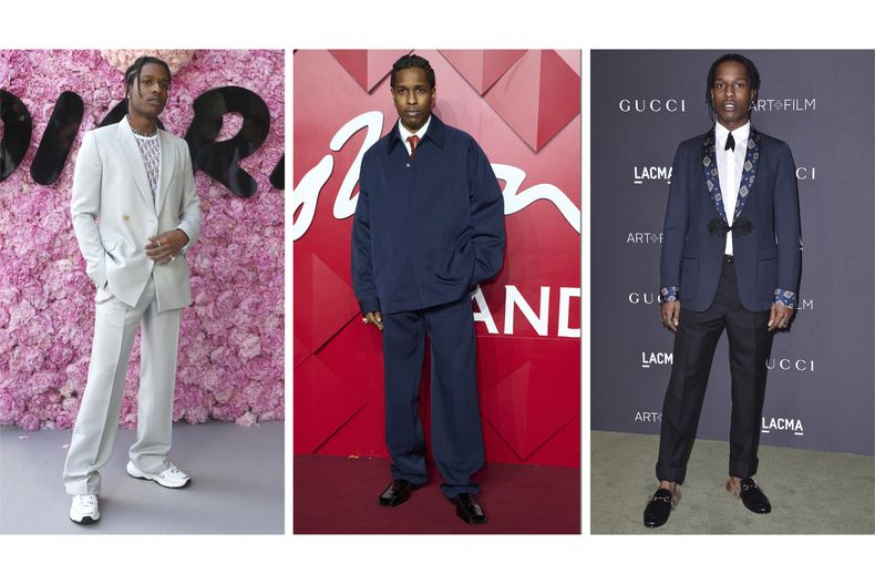 Esta fotografía combinada muestra diversas prendas usadas por el rapero A$AP Rocky. (Foto AP)