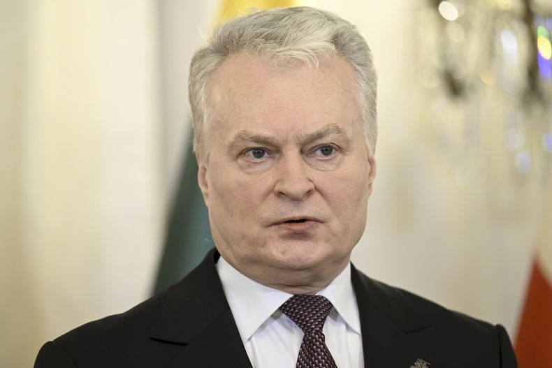 El presidente de Lituania, Gitanas Nausėda, previo a una cumbre de los países bálticos miembros de la OTAN en Helsinki, Finlandia, el martes 14 de enero de 2025. (Antti Aimo-Koivisto/Lehtikuva vía AP)