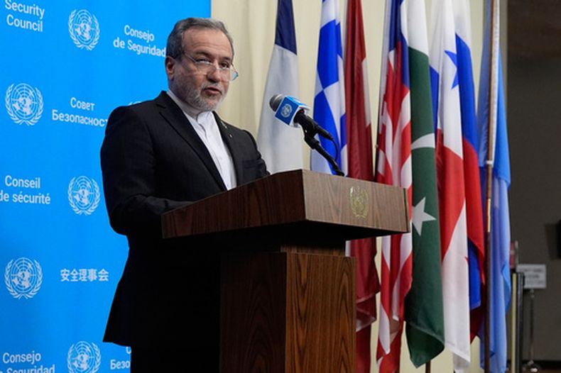 El ministro de exteriores iraní Abbas Araghchi en las Naciones Unidas, en Nueva York, el 25 de septiembre del 2026. (AP foto/Yuki Iwamura)