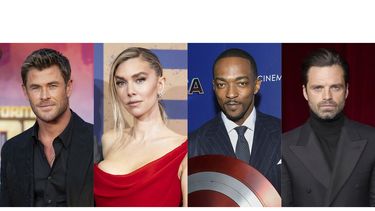 Esta combinación de fotos muestra a Chris Hemsworth en el estreno en Londres de Transformers One el 19 de septiembre de 2024, de izquierda a derecha; Vanessa Kirby en el estreno en Londres de Napoleon el 15 de noviembre de 2023; Anthony Mackie en una proyección de Capitán América: Brave New World en Nueva York el 13 de febrero de 2025; y Sebastian Stan en la Gala del Museo de la Academia en Los Ángeles el 19 de octubre de 2024. (Foto AP)
